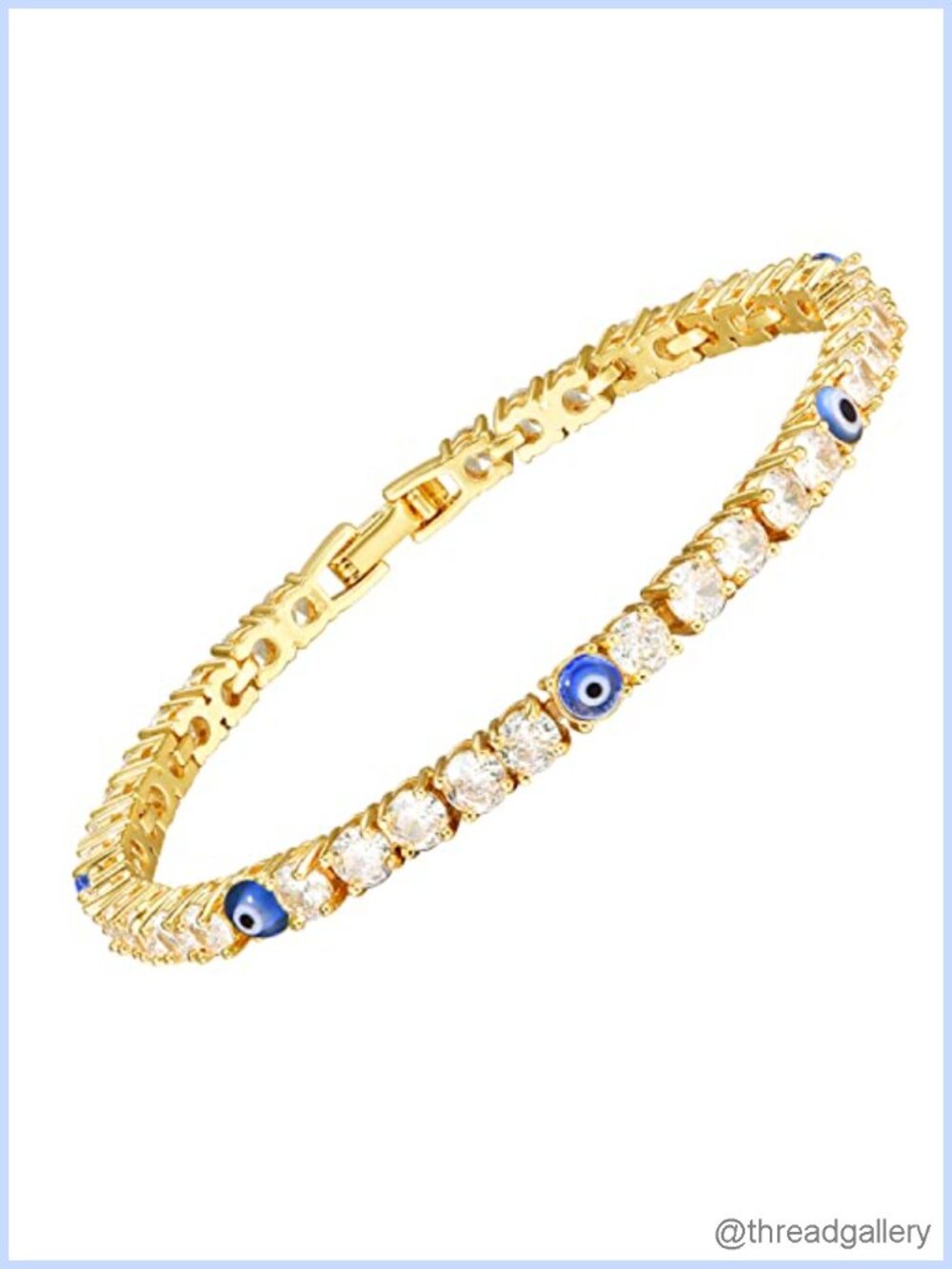 Evil Eye Tennis Bracelet 14K Gold Plated Brass CZ